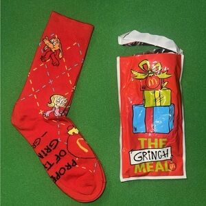 2025 McDONALD'S Grinch Socks Christmas Adult Happy Meal Red Socks